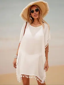 Women's Plain Cover Up Dress, Casual Cover Up for Beach Holiday Vacation, Ladies Clothes for Summer