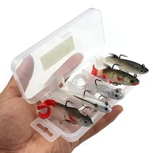 Artificial Fishing Lure with Lead Hook, 5 Counts Soft Bait Hook Heads, Swimming Action Fishing Lure, Outdoor Fishing Accessories, Fishing Hook Set