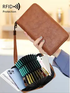 Women's RFID Blocking Card Holder, Fashionable Long Wallet with Zipper, Casual Trendy Versatile High-quality Daily Wallet