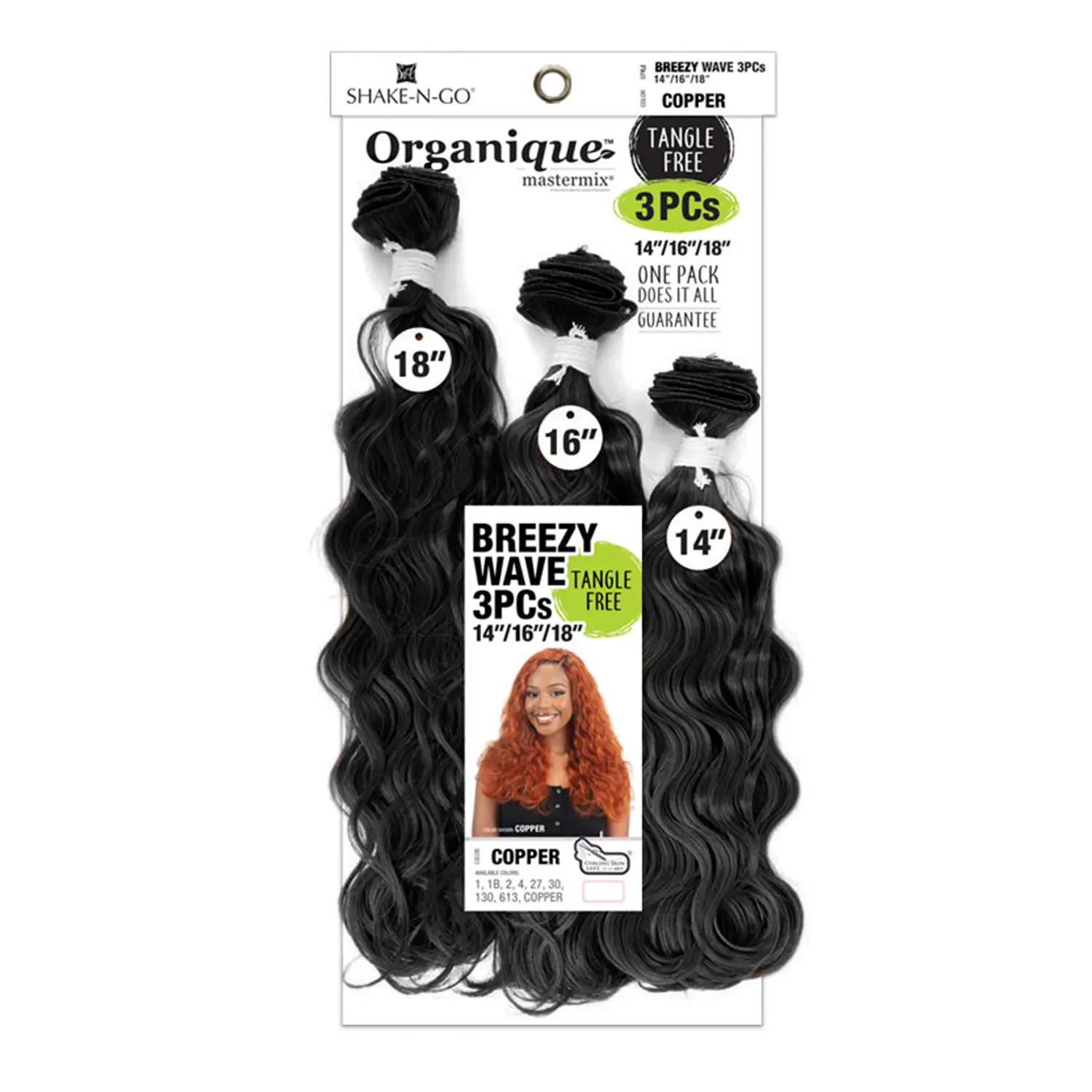 Soft Synthetic Hair Extension, Milky Way Weave Grade-A Fiber Organique Breezy Wave 3Pcs (14-16-18"), Sexy Bouncy Volume Synthetic Hair Piece, Camera Ready