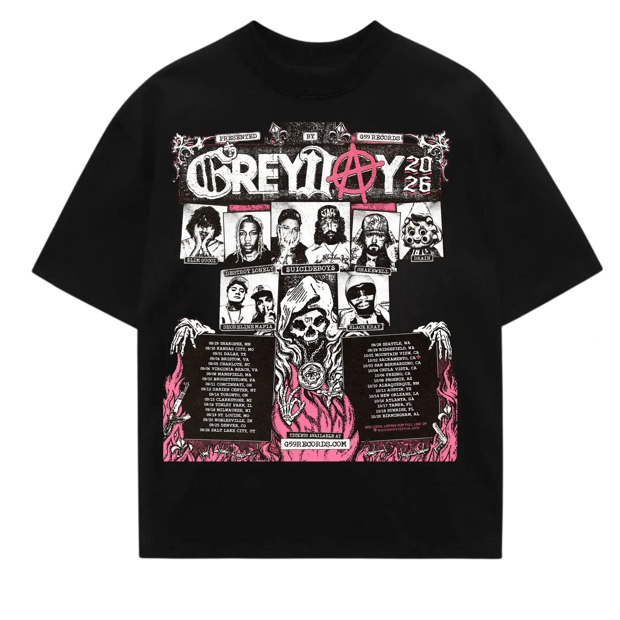 [FREE SHIP] GreyDay 2026 v1 Tour Pink Shirt, Icideboys Hip-Hop G59 Shirt, Gift for Fan G59 Tour Merch,  Unisex Concert Tee