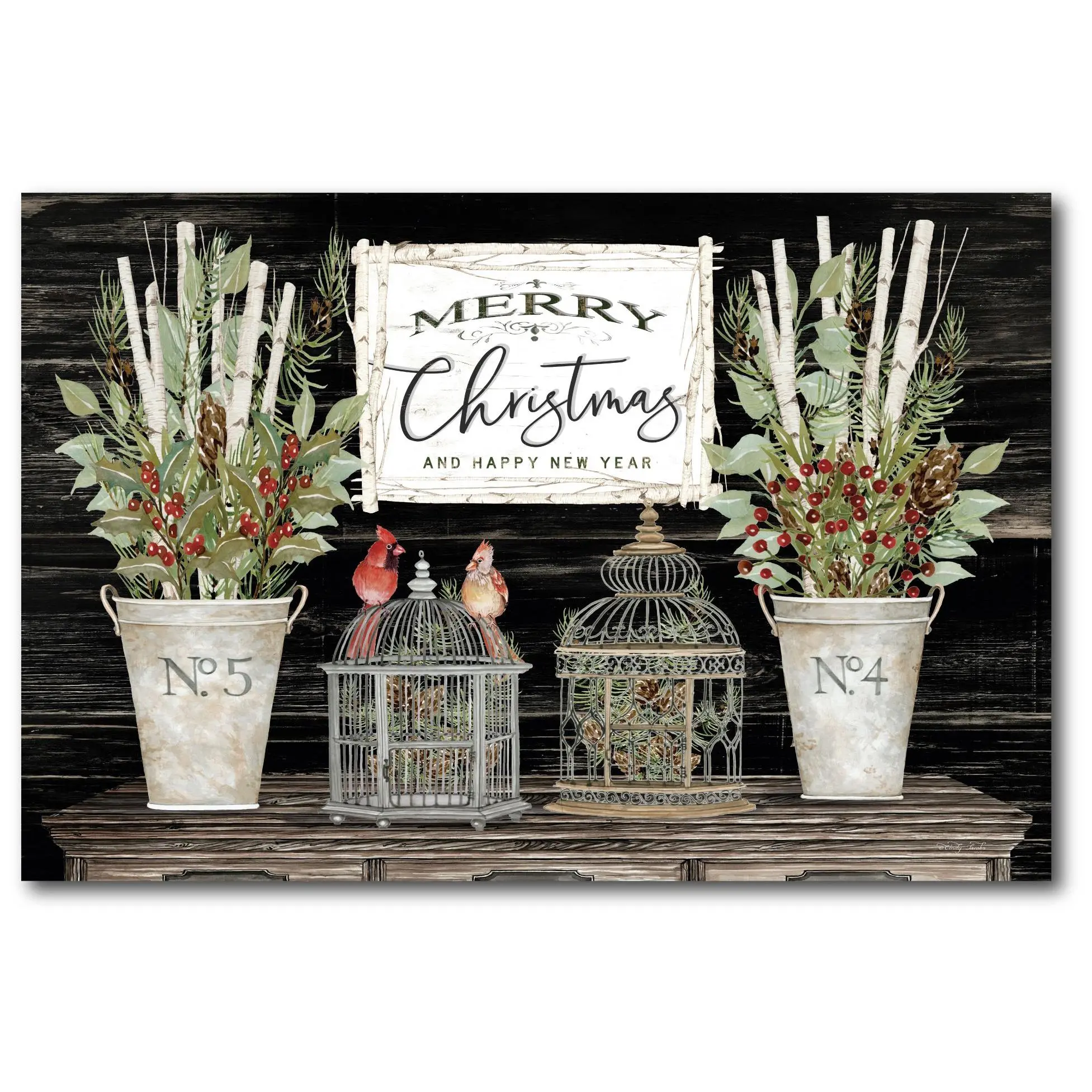 Courtside Market Merry Christmas Cardinals 18x26 Canvas