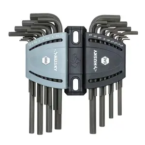 Husky Long Arm Hex Set SAE/MM 26-Piece Metal Tool Kit for Mechanics & DIY Enthusiasts with Extended Reach