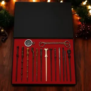 Perfect Gift Premium 11-Piece Wizard Wand Set Metal Build Gift Box Included Decor Magical Party Favors Assortment Stocking Stuffers for Child Fantasy Enthusiasts
