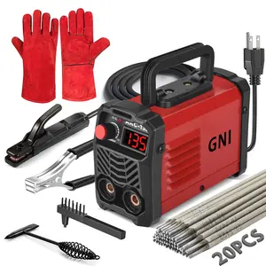 GNI 135Amp 20PCS Rods Stick Welder 110V Super MINI Portable IGBT Inverter Machine with Hot Start Arc Force Anti-Stick for 1/16"-1/8" Rods & 2 Chip Hammers Tool Industrial