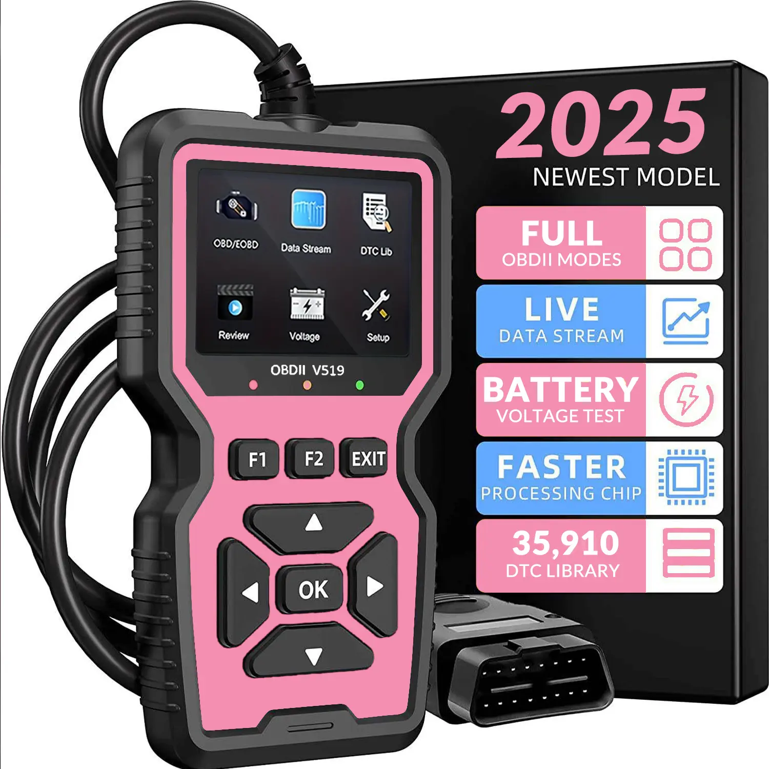 Latest Obd2 Scanner Fault Code Reader & Eraser, Car Engine Diagnostic Tool, Automotive Scan Tool, Digital Automotive Tester, Real-Time Data Flow, I/m Ready Status, Reset Function