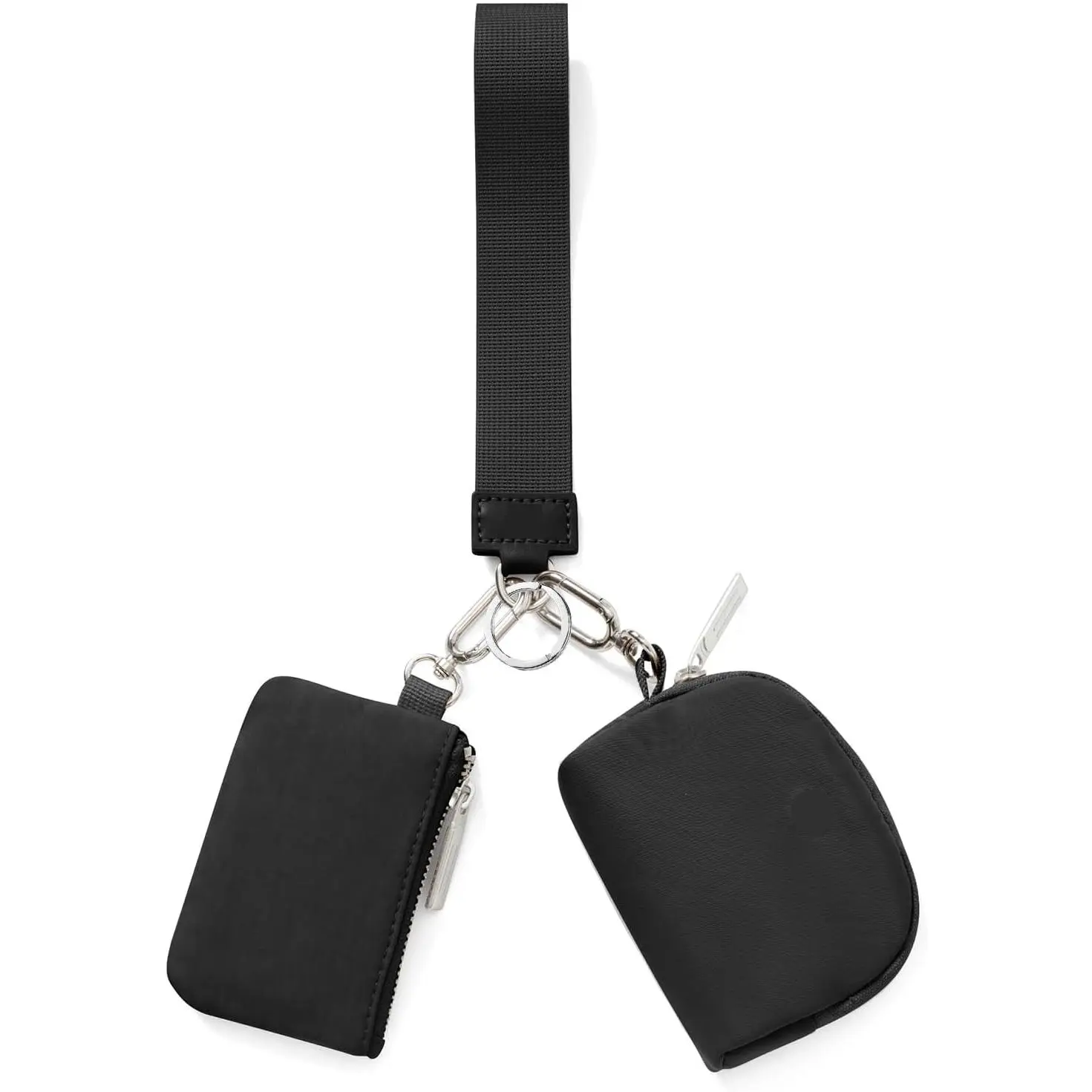 Keychain Wallet Mini Zip Around Wristlet Wallets for Women Detachable Dual Pouch Wristlet Portable Coin Purse Small Wallets