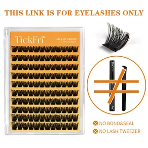 TickFri DIY Soft Thin Band Cluster Lashes for Natural Volume Look Cateye Eyelashes Extension at Home Makeup Cosmetic manhwa Self-Adhesive Kit fluffy individual samarify ONLY LASH Fairy (No Bond Seal Remover) spikes