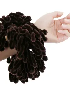 Oversized Fluffy Black Scrunchie Soft Voluminous Hair Tie Elastic Hair Band for Women Girls Trendy Messy Bun Half-Up Hairstyle Wrist Accessory Stretchy No-Slip Hair Accessories for Fall Winter
