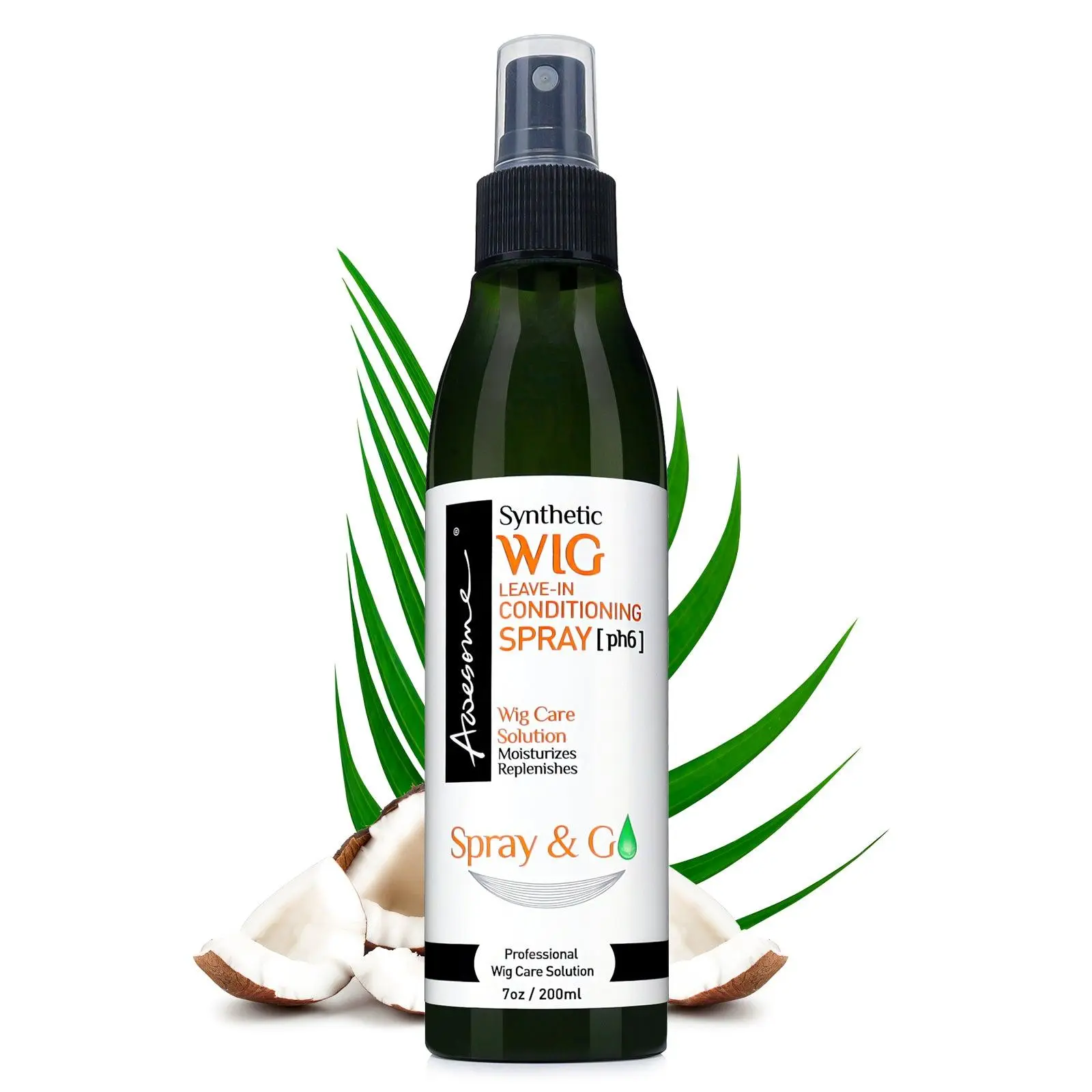 Awesome Synthetic Wig Leave-in Conditioner Spray, pH6, Professional Wig Care Solution, Detangle Spray, Moisturizes & Replenishes Synthetic Wigs, Easy Combing, Contains Coconut Oil, 7 fl oz Moisturizing Hydrate Haircare Lightweight