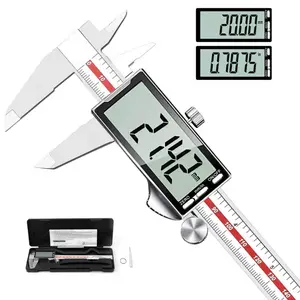 Digital caliper with a large LCD display screen, stainless steel measuring tool, inch/metric conversion, automatic shut-off, (6 inches/150 mm), precision digital caliper suitable for woodworking, metalworking, and home use