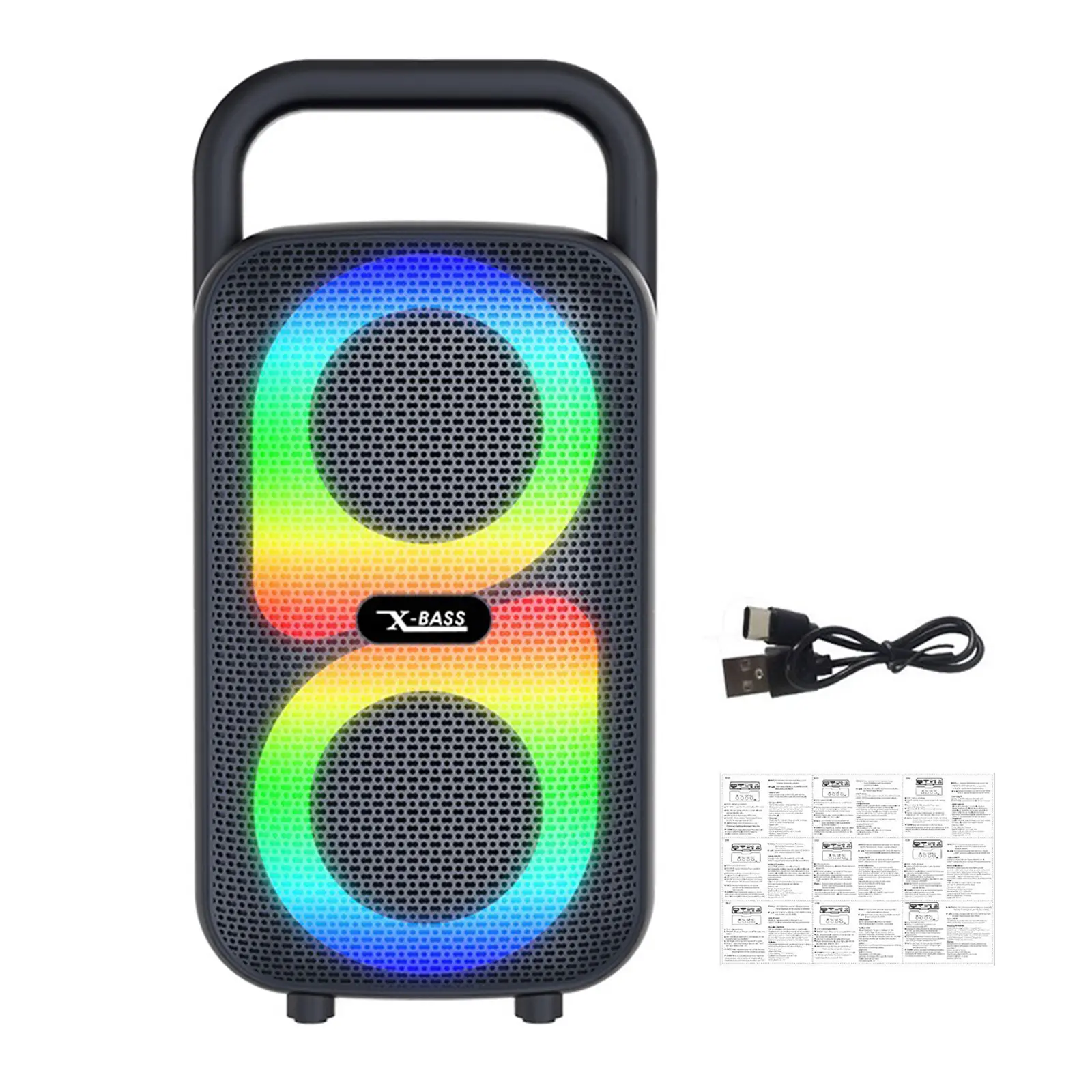 Large Party Speakers Portable Handle TWS Pairing Loud Stereo Sound Wireless Big Speakers with Subwoofer for Party Outdoor Camping Backyard