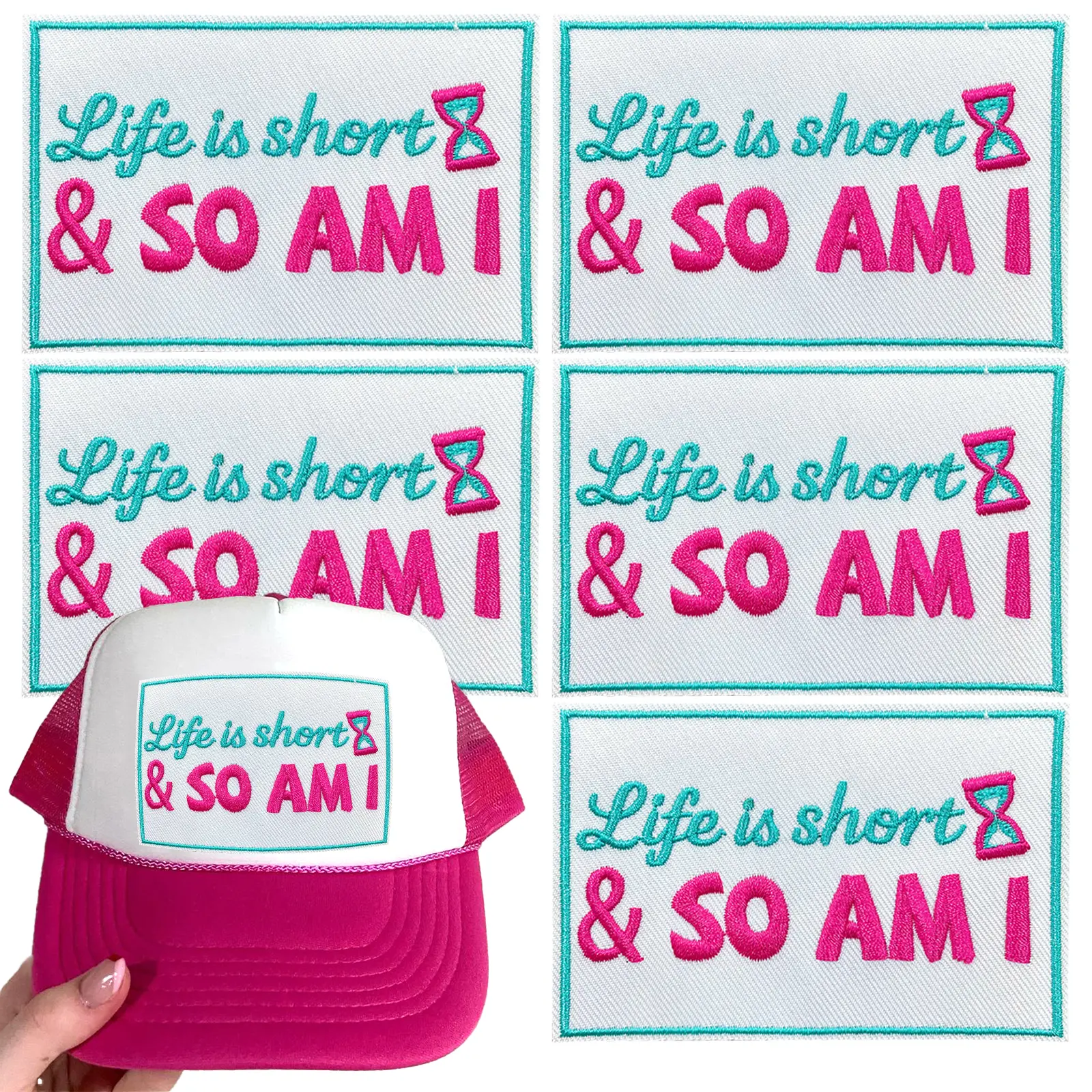 CY 5PCS Iron on Patches Tucker Hats Funny Phrase Embroidered Appliques DIY Accessories for Clothing Bags Jackets Jeans Backpacks