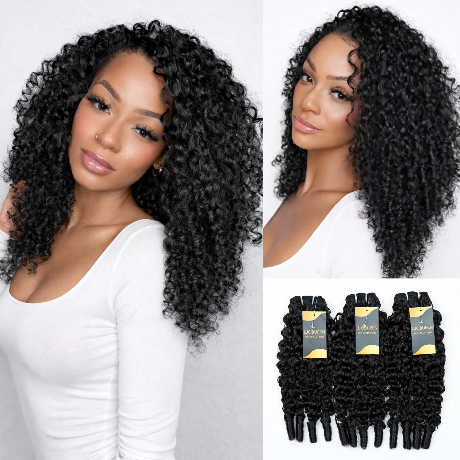 [Wequeen] Multi-Bundle Set 3–5 Bundles Yaki Loose / Yaki Straight / Burmese Curly Virgin Human Hair for Volume & Length Control