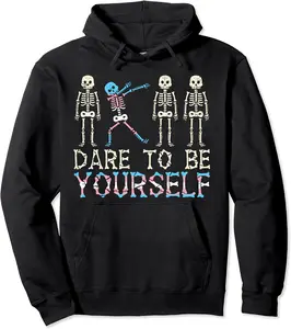 Dare To Be Yourself Skeleton Dab Transgender Trans Pride Pullover Hoodie - Alizejaqua Shop 28B097LR4PQQ
