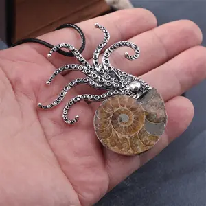 Jewelry One High-Quality Octopus Inlaid Swirl Stitched Natural Stone Pendant for Men, Mature and Elegant Women's Accessory Suitable for Daily Party Wear, Versatile Fashion Home Decor Gift for Friends, Couples, Family - Christmas, New Year,