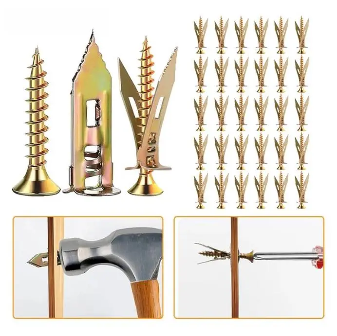 120 Self-Drilling Drywall Anchors and Screws Kit, 12x30mm Galvanized Durable & Reliable Wall Fasteners, No Pre-Drilling, 66 lbs Load Capacity, Ideal for Kitchen Utensils Hanging, Office Organization, Hanging Pictures, Organizing Shelves, Durable And Relia