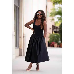 Nara Contrast Puffer Midi Dress