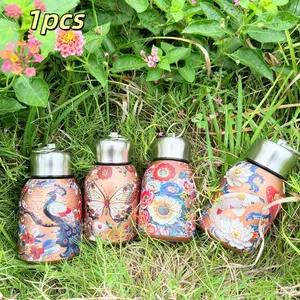 1pc 10.5oz Vintage Koi Pattern Insulated Cup, Mini Stainless Steel Vacuum Flask, Portable Travel Mug, Leak-Proof, Perfect for Outdoor Gym Office Gift