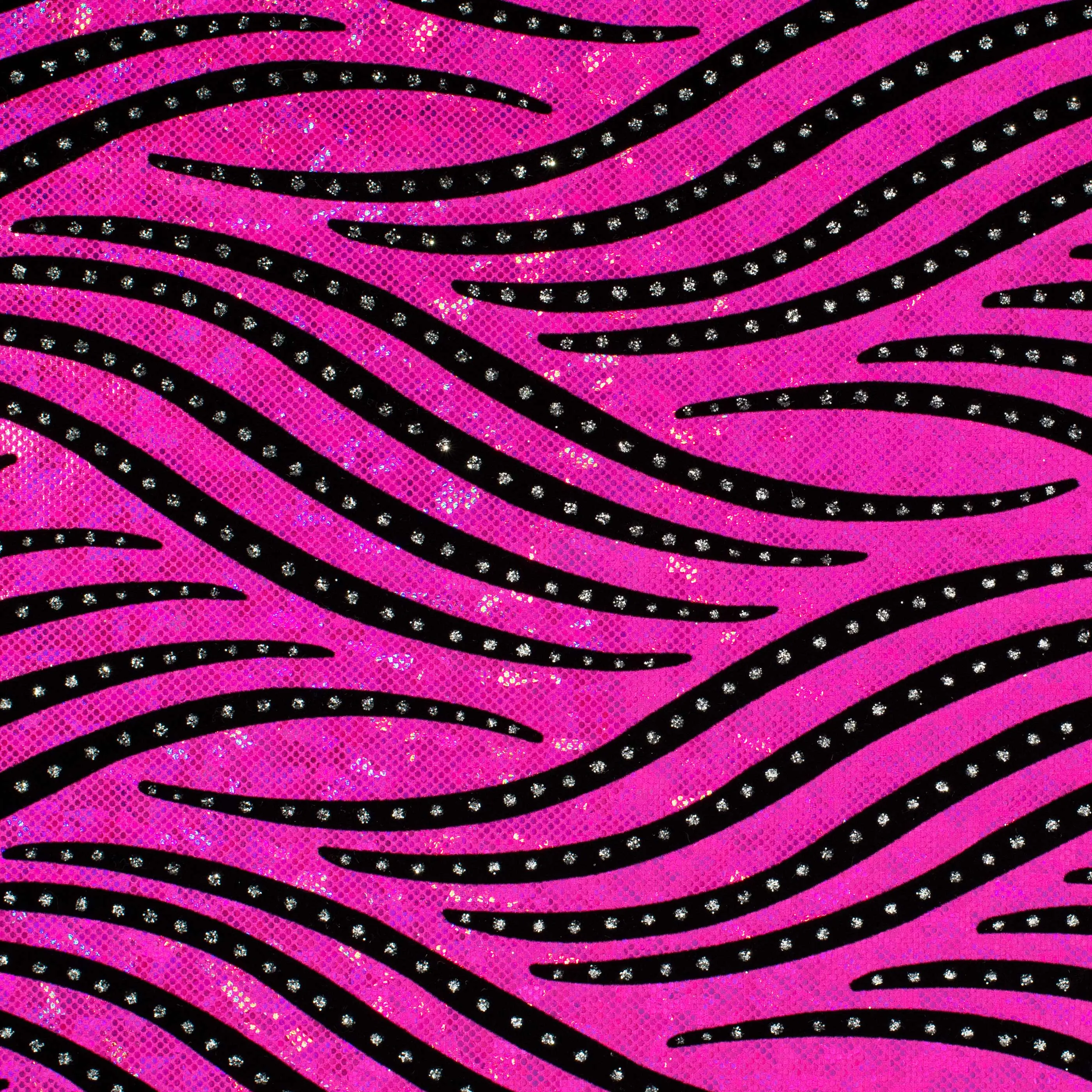 Zebra Flock Spandex Fabric - Elite Master Grade Stretch, Glitter Finish, Holographic Dressmaking Material for Cosplays, Flexible Comfortable Fit - Spandex Palace