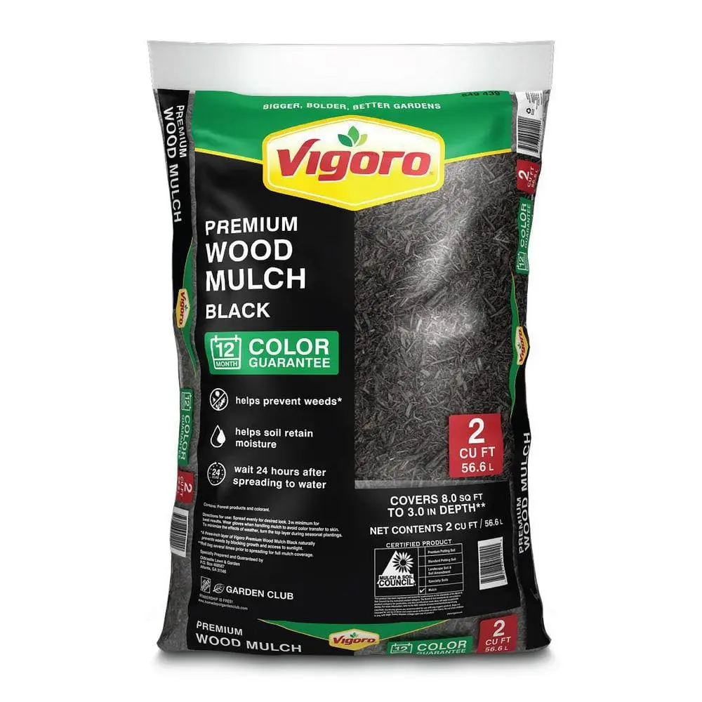 Vigoro 2 cu. ft. Premium Black Wood Shredded Bagged Mulch ( 2 pack )