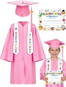 Kindergarten Graduation Cap and GownSet,2026 Congrats Grad Outfit withTassel&Certificate for Kindergarten,SatinKindergarten Graduation Outfit for SonDaughter Nephew Pre-K PreschoolKindergarten 1st Grade Grad Gift MemoriesKeepsakes,Multiple colors