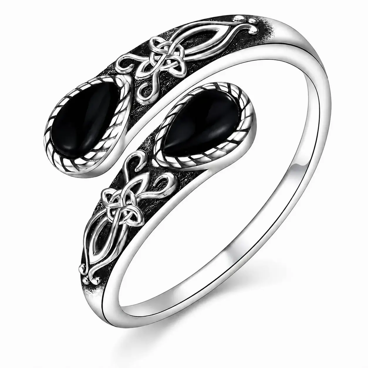 Adjustable Open Band for Women, Mystic Witch Black Obsidian Ring, Gothic Magic Jewelry, Spiritual Energy Crystal Ring, Perfect Trending Gift for Birthday, Mother's Day & Occult Lovers, Boho Wedding Engagement Ring