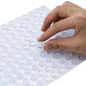 Super High Viscosity Cabinet Door Bumpers -250 pcs 1/2"Diameter Clear Adhesive Pads  PU Material Glass Hardware Bumpers for Drawers, Glass Tops, Small Furniture(250pcs)