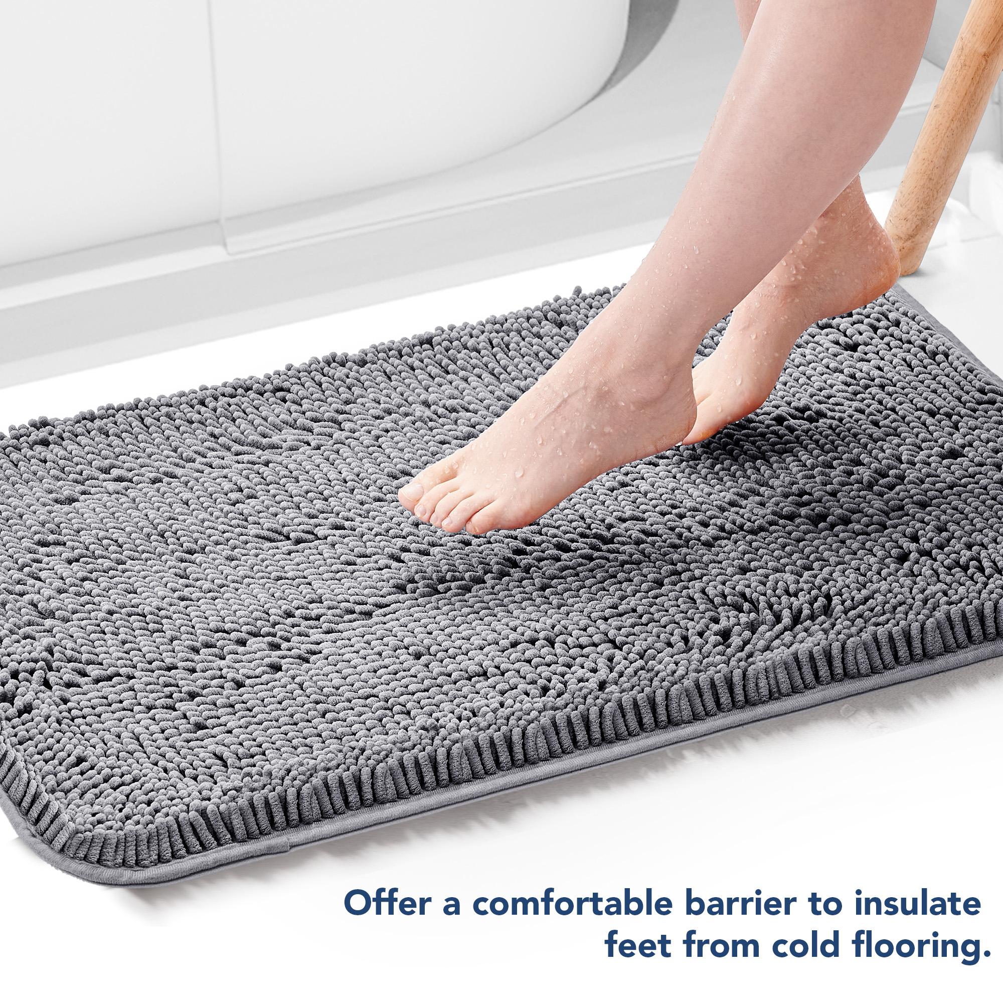 Deconovo Soft Texture Chenille Fabric U-Shaped Toilet Mat - Absorbent, Non-Slip Bathroom Floor Mat for Toilet Area, Bathroom Floor Mats