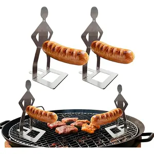 Fun barbecue grill, portable hot dog grill, men's hot dog rack, reusable stainless steel hot dog and sausage rack for barbecue, camping, spring travel sausage grill, barbecue accessories (2)