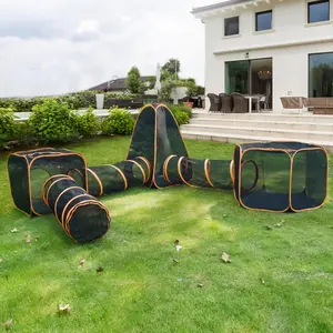 ColourTree 6-in-1 Tent Portable Playpen Enclosures with Tunnel for Cat Dog，Set Foldable，House Enclosure