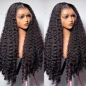 Bling Hair 12~36Inch Kinky Culry Wig Brazilian 13x6 Transparent Lace Frontal Human Hair Wig Hair Pre-Plucked 180Density Deep Curly 13x6 Lace Closure Hair Wigs For Women