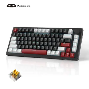 MageGee 75% Mechanical Gaming Keyboard, 1 Count Compact Blue Backlit Wired Gaming Keyboards with Switches, Portable Knob Control PC Gaming Keyboard, LED Backlit Keyboard