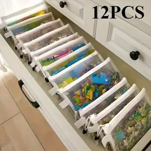 12pcs Large Capacity Breathable Nylon Mesh Document Organizer Bags, Transparent Front, Sturdy Handles, Zippered Office Filing Envelopes