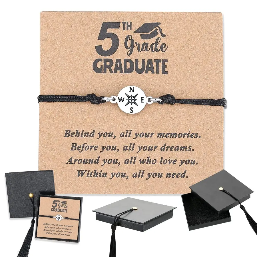 Card 3 + Silver Braided Compass Bracelet