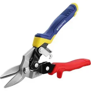 8 Inch Aviation Snips, Straight Cut, Heavy Duty Metal with Safety Latch and Non-slip Handle, Cr-V Steel , Aviation Snips for Metal Sheet