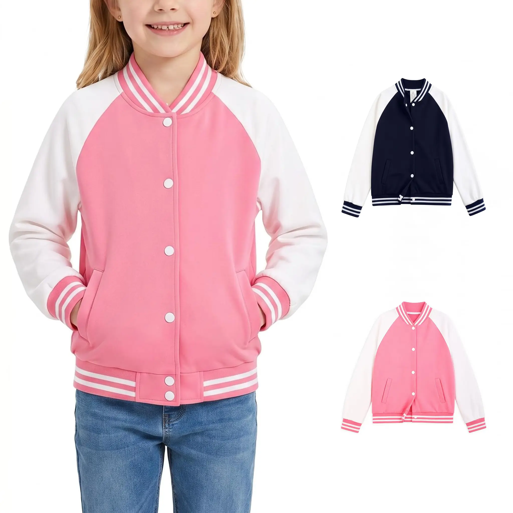 Children's casual jackets for boys and girls. Boys' and girls' thin sport jackets for kids. Classic baseball-style clothing. Suitable for all seasons. Great for kindergarten and versatile outerwear. Chic and versatile outerwear for kids.