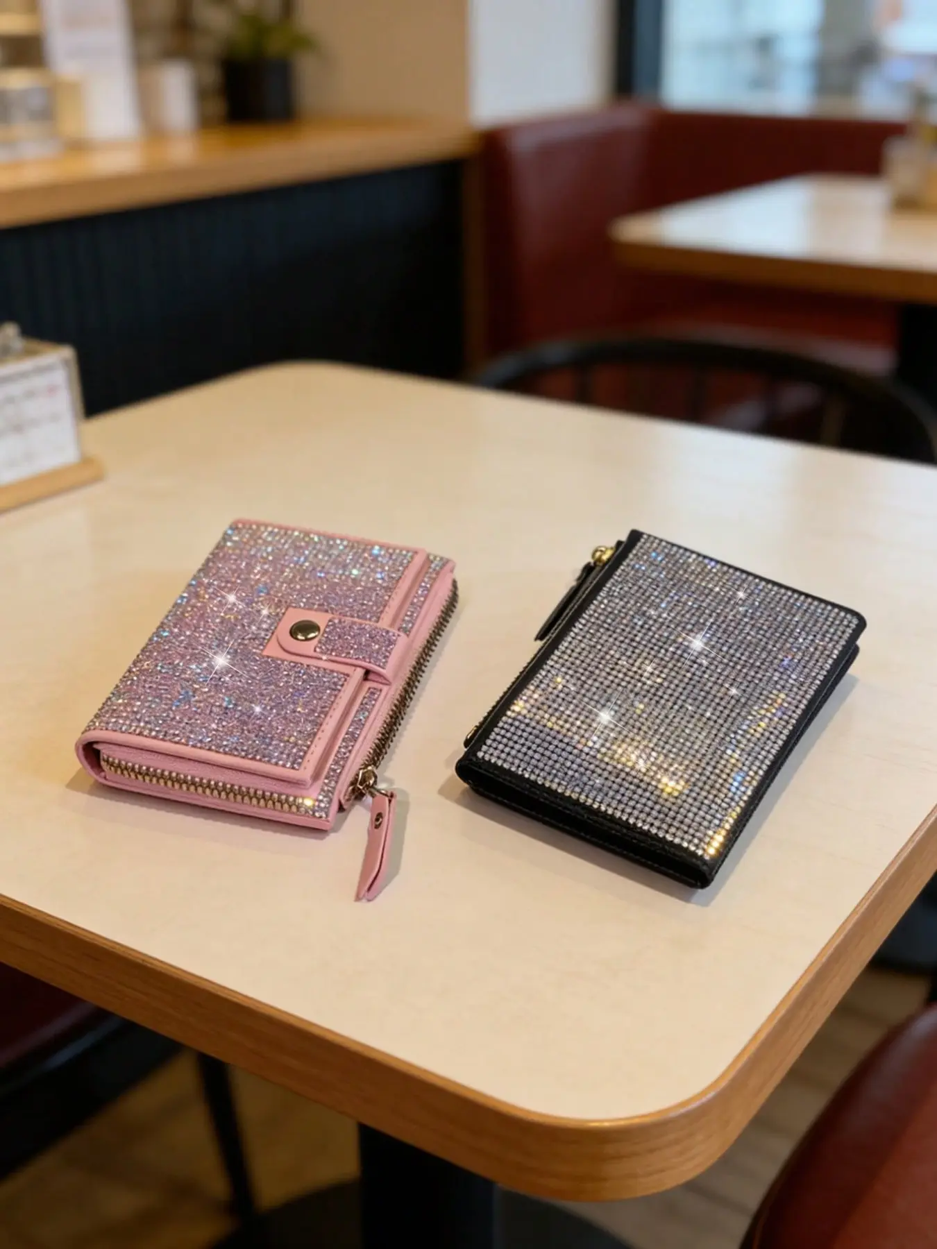 Elegant Rhinestone Coin Purse//credit Card Holder/wallet, Fashionable Wallet, Stylish Wallet, Portable Shiny Clutch Bag, Women's Fashion Evening Handbag, Perfect Gift, Zipper Wallet Design
