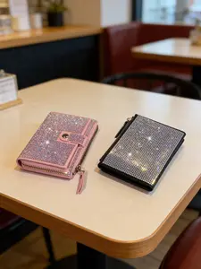 Elegant Rhinestone Coin Purse//credit Card Holder/wallet, Portable Shiny Clutch Bag, Women's Fashion Evening Handbag, Perfect Gift, Zipper Wallet Design