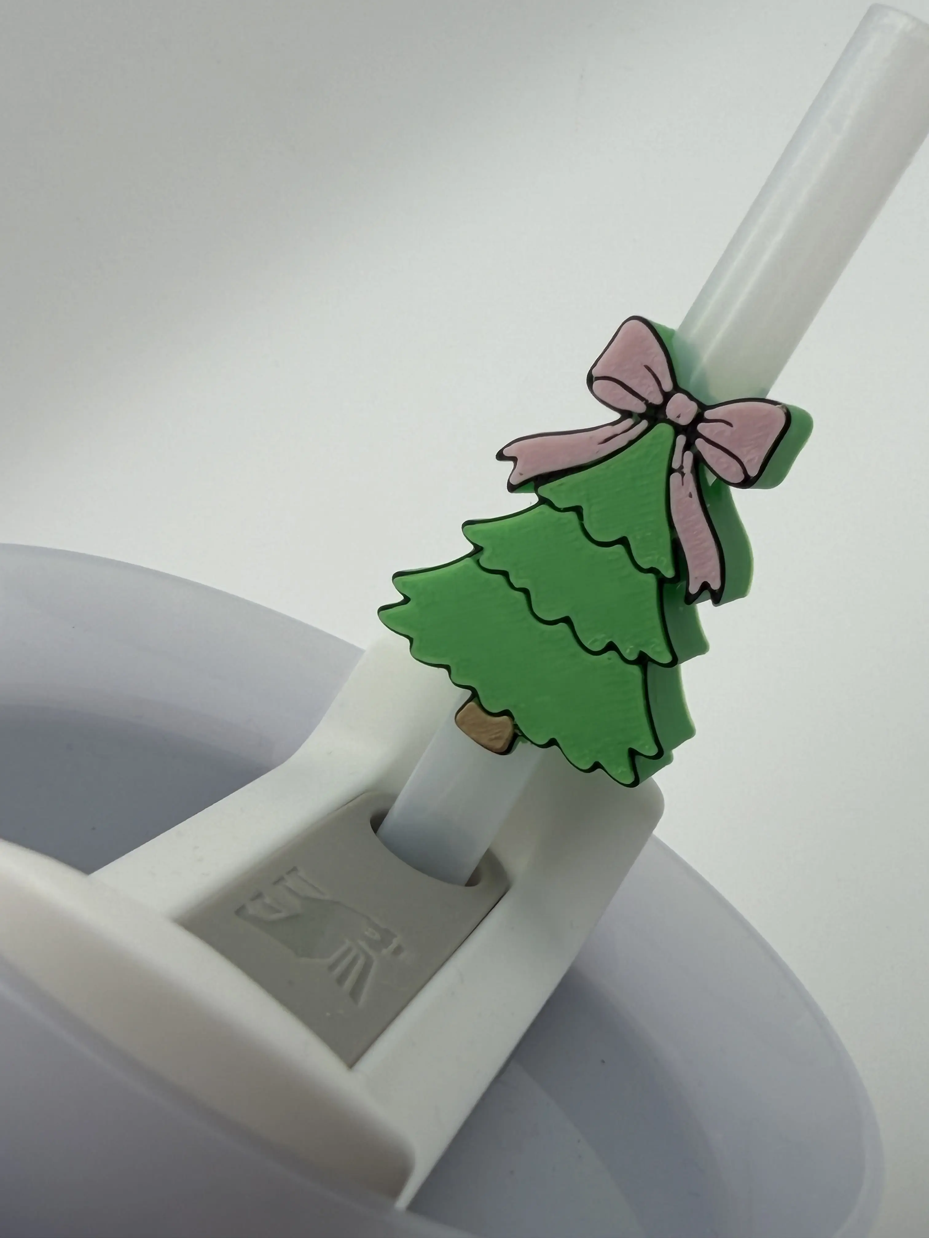 3D Printed Christmas Tree Straw Topper – Holiday Tumbler Accessory