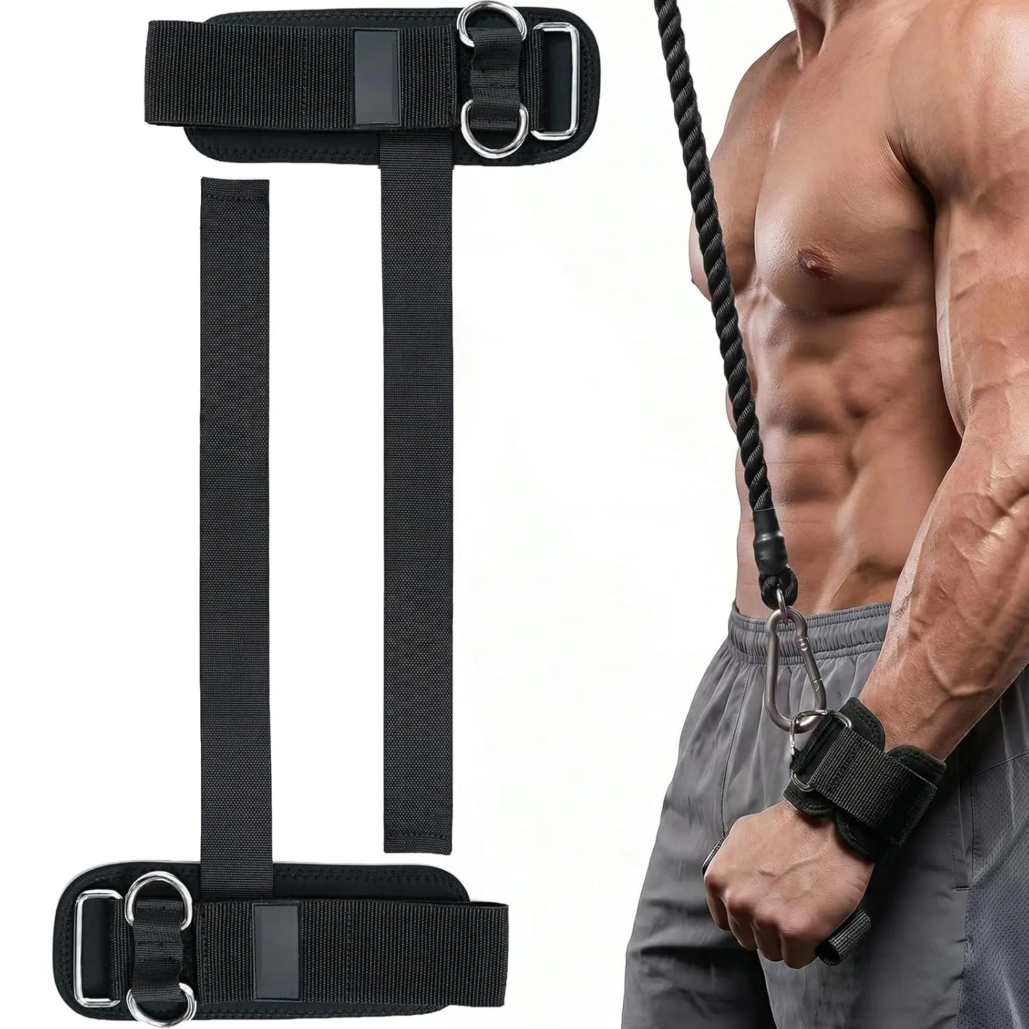 Weight Lifting Straps With Cuffed D Ring, Wrist Support for Men, Heavy Duty Thick Comfortable Lifting Straps, Secure Fit, Enhanced Grip, Straps for Weightlifting & Gym Training