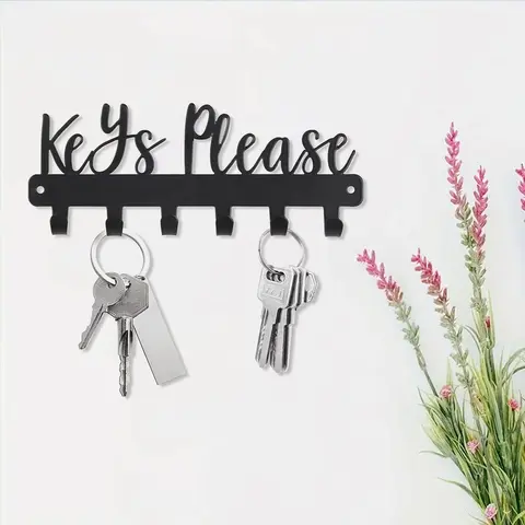 Keys Please Letter Pattern Key Holder, 1 Count Metal Key Organizer, Charming and Functional Design Key Holder for Hallway and Door Decor, Shelves, Wall Mount Design