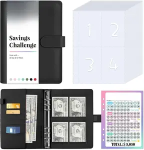 100 Envelope Money Saving Challenge Book with 100 Pocket Pre-numbered & Reusable Laminated Tracker