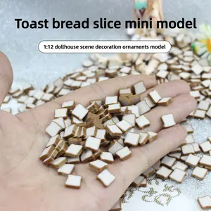 10pcs Miniature Toast Bread Slices Model, Dollhouse Kitchen Decor, Food Theme Display, Photography Prop, Handcraft Collection, Collectibles