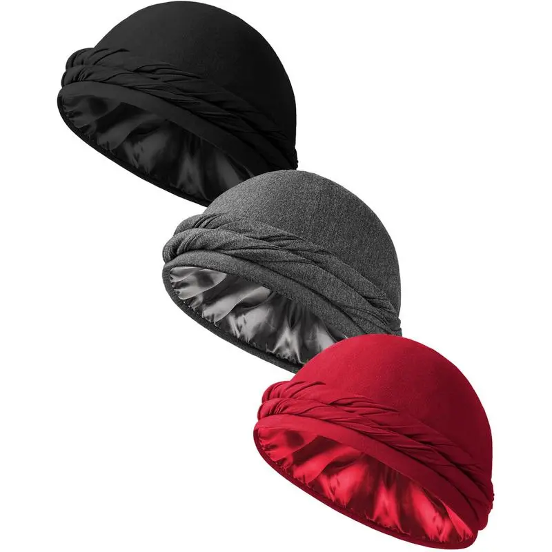 Unisex Satin-Lined Halo T Turban - Solid Color Bamboo Head Wrap, Lightweight Breathable Skull Cap for Casual Wear, Anniversary & Birthday Gifts, Solid Color Turban, Bamboo Outer, Christmas