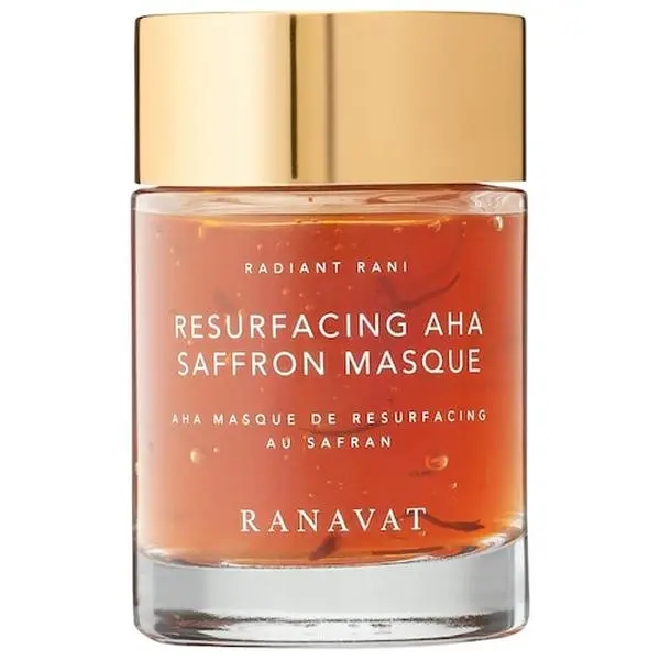 RANAVAT Saffron AHA Resurfacing Face Mask - Radiant Rani, Smooth Lotus-Infused Formula for Dry Skin, Moisture Boost & Skin Repair, Glowing Skin, Lotus Seed