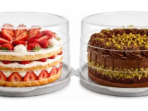 Evelots 2-Pack 12-Inch Airtight Cake Container with Lid - Portable Carrier for Pies, Cakes, Cupcakes & More - BPA-Free Clear Plastic - Secure & Easy Transport