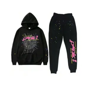 Hip Hop Spider Hoodie Suit Y2g Hoodie Sportswear Pullover Sweater Female Male Matching Hoodie Street Suit Two Piece Set men's 2 piece set Black Long Sleeve