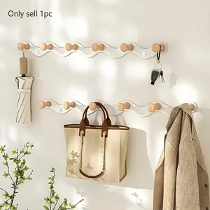 Wall-Mounted Clothes Hanger, Creative Entryway Hook, Wall Hooks for Coats, Wooden Key and Bag Holder, Space-Saving Door Back Organizer, Home Decor Accessory, Hanging Storage