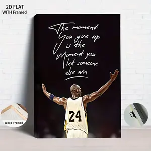 1PCS With Framed Inspirational Basketball Star Artistic Canvas Wall Art with Solid Wood Frame Motivational Quote Print Modern Home Decor for Living Room Bedroom Office Gym Athlete Wall Decor Sports Theme Wall Decoration High Def